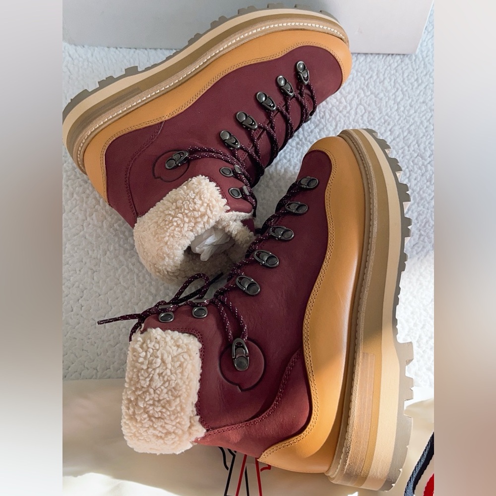 Moncler Peka Trek shearling-trimmed Suede & Leather Hiking Boots - Picture 7 of 16